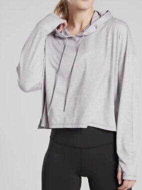 Athleta Women’s Gray Uptempo Cropped Short Hoodie Pullover Size Small